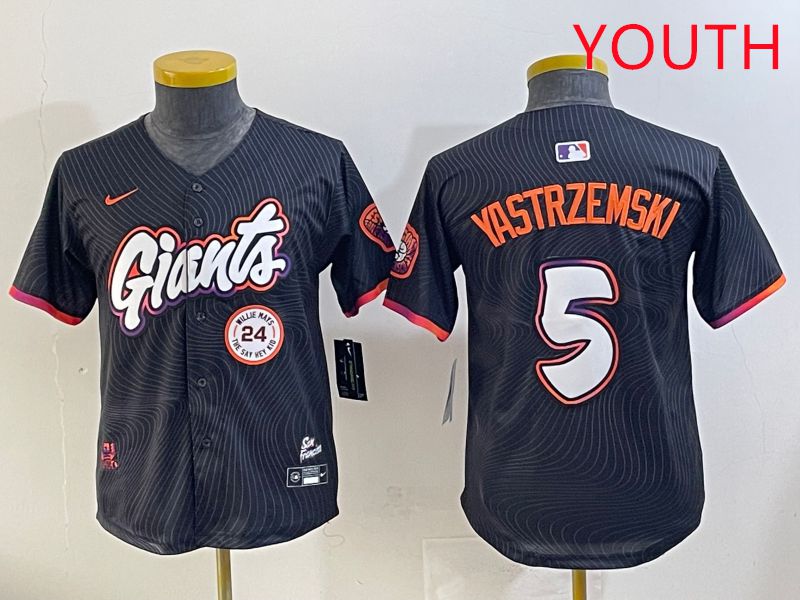 Youth San Francisco Giants #5 Yastrzemski Black Joint Name 2025 Nike MLB Jersey style 34